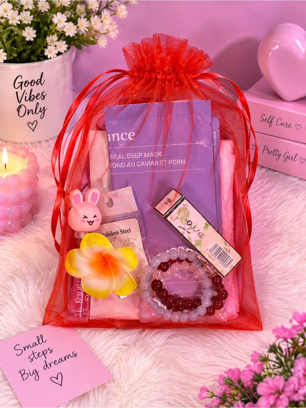 Spa Gift Set - Pink & Red Relaxation Bundle